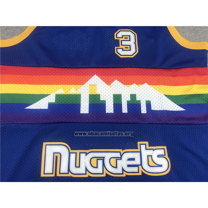 Camiseta Denver Nuggets Allen Iverson NO 3 Mitchell & Ness 2006-07 Azul